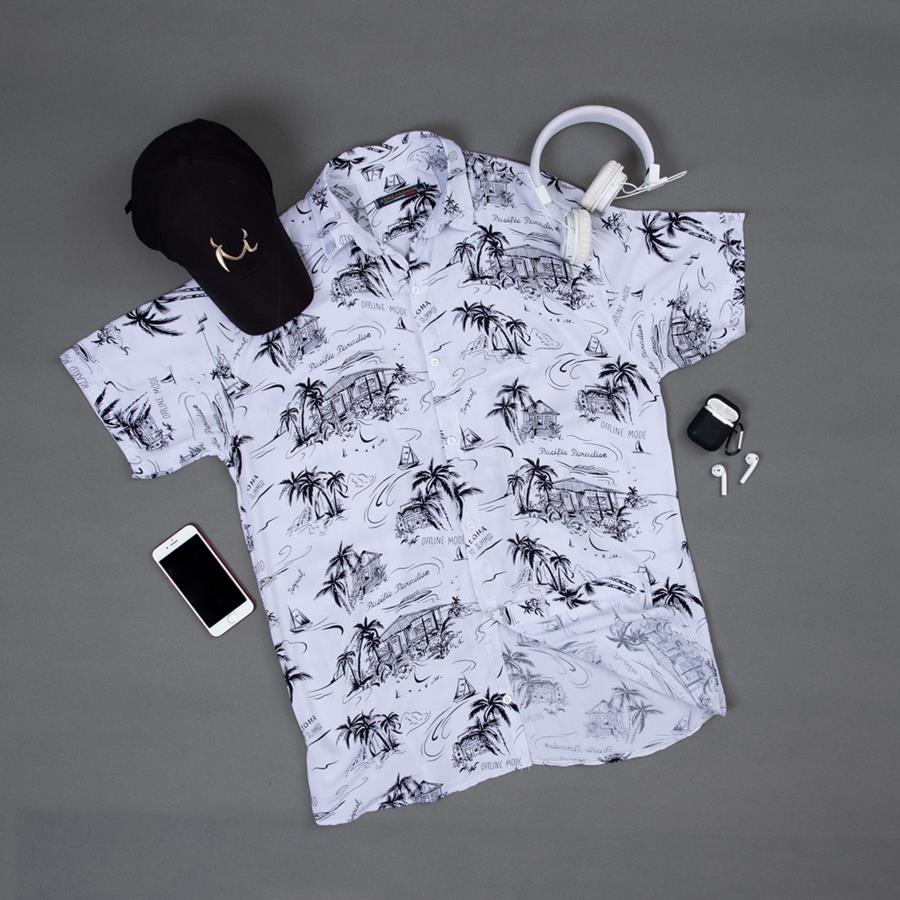 پیراهن هاوایی Reman مدل 1471_رنگ سفید