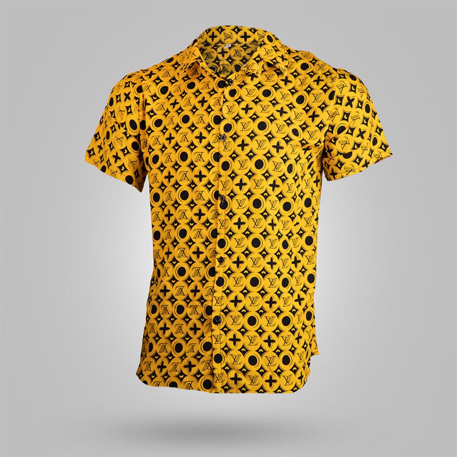 پیراهن هاوایی مردانه LV مدل 1841_رنگ زرد