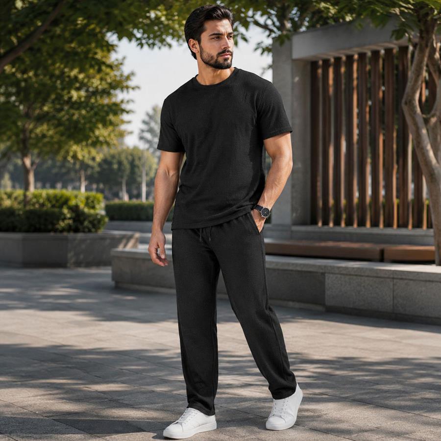 ست تیشرت و شلوار مردانه Kevin_Black مدل 3980