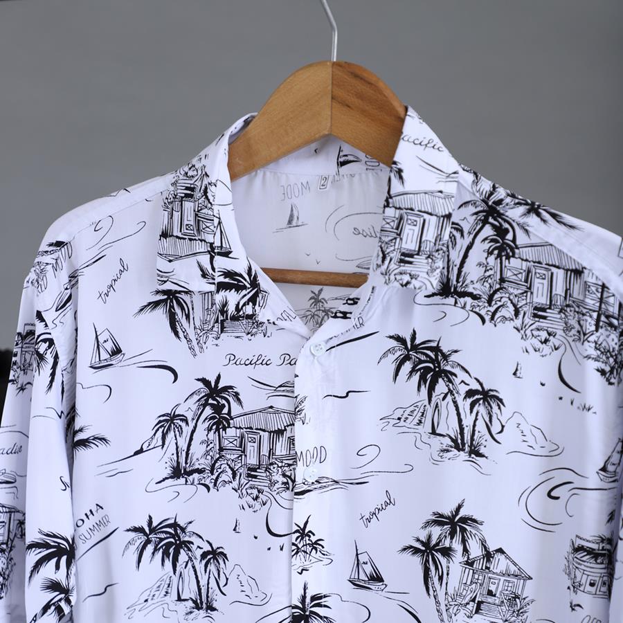 پیراهن هاوایی Nakhl مدل 1421_رنگ سفید