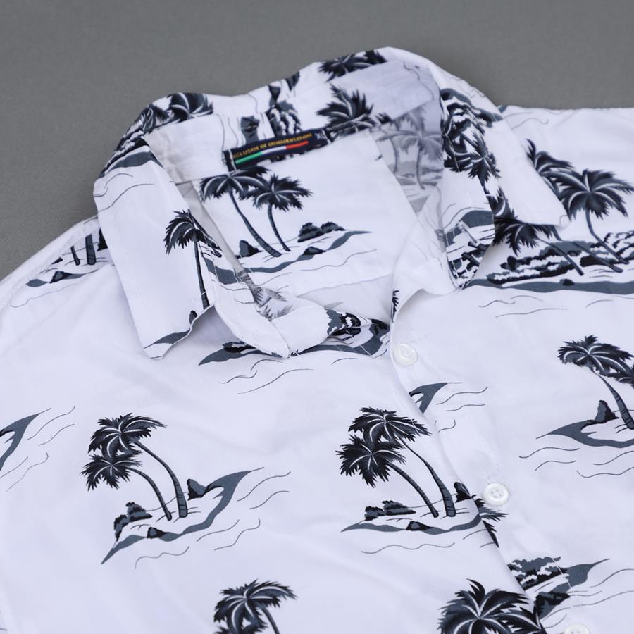 پیراهن هاوایی Plaz مدل 1470_رنگ سفید