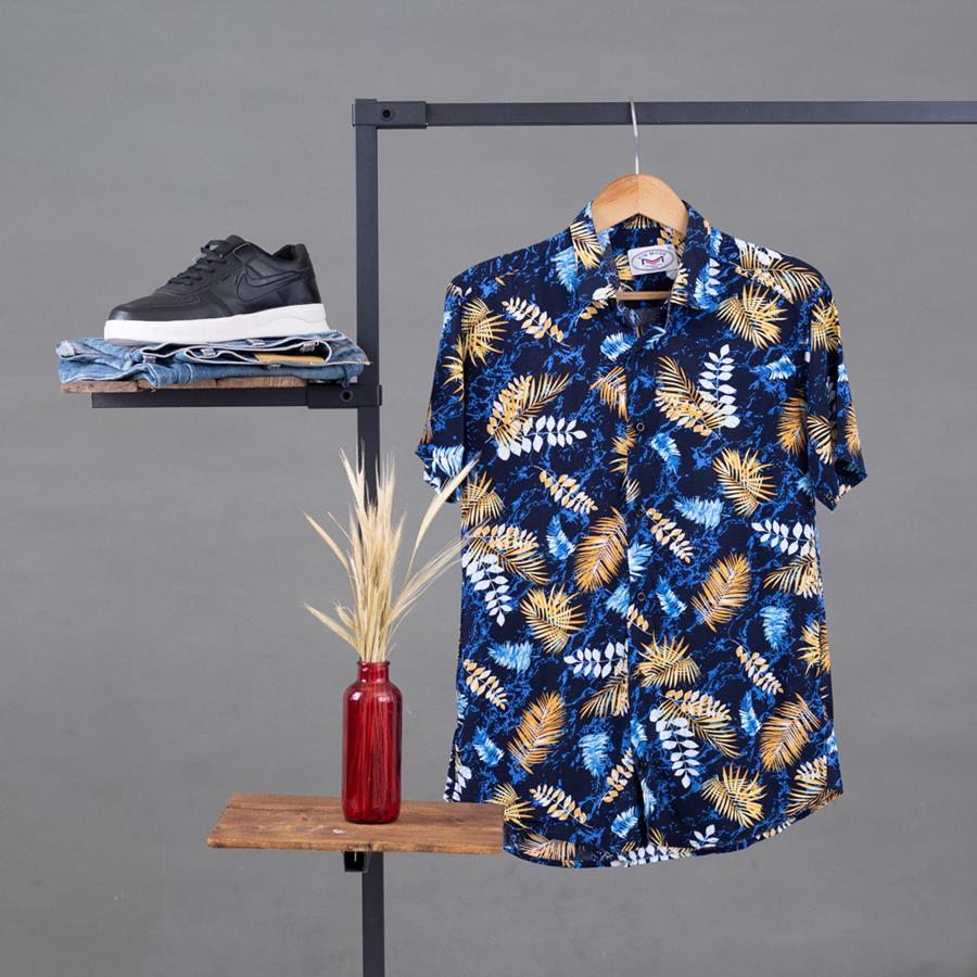 پیراهن هاوایی Afman مدل 1475_رنگ مشکی