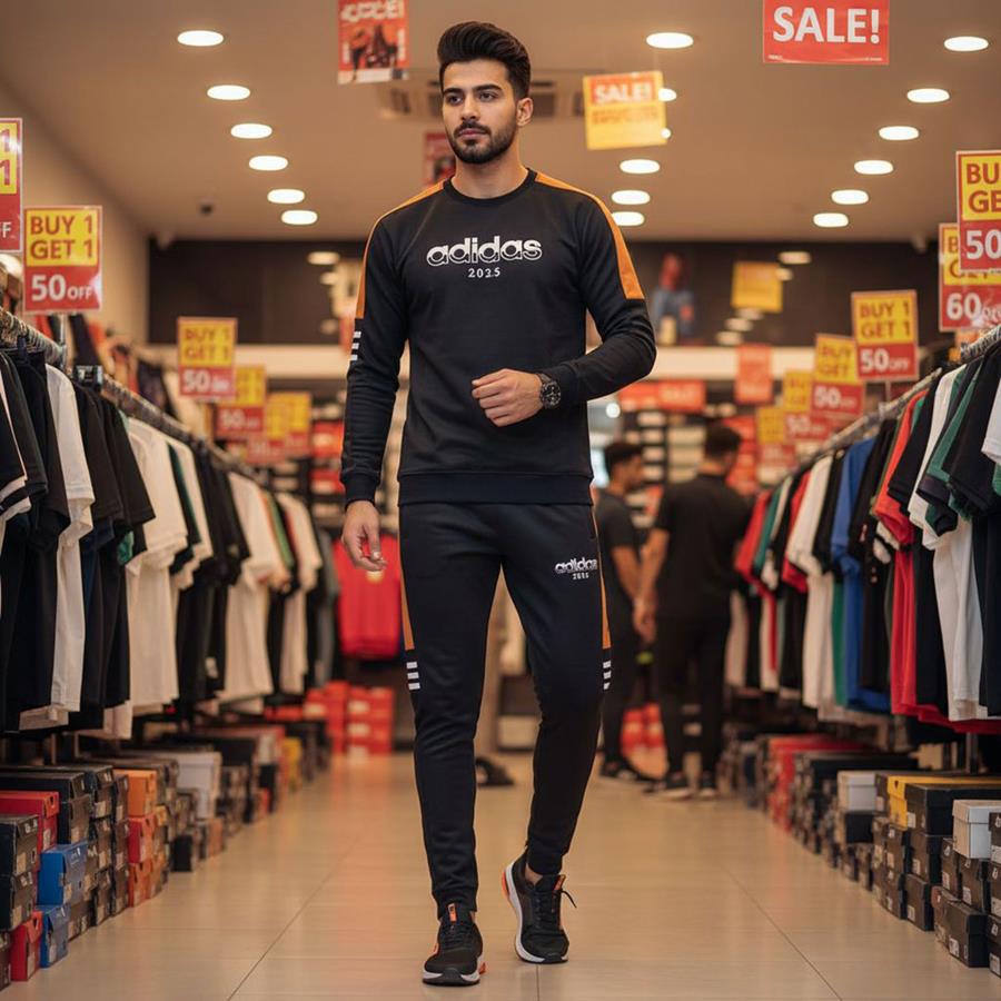 بلوز و شلوار مردانه Adidas2025_Black مدل 3454_رنگ مشکی