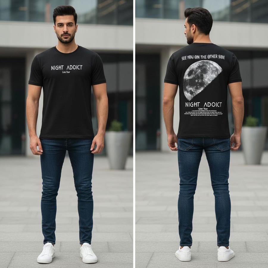 تیشرت مردانه Moon مدل 3608_رنگ مشکی