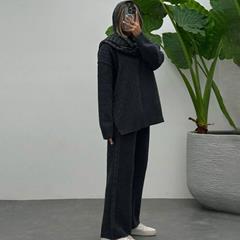 ست بافت بلوز و شلوار زنانه Gloria_Black مدل 3719