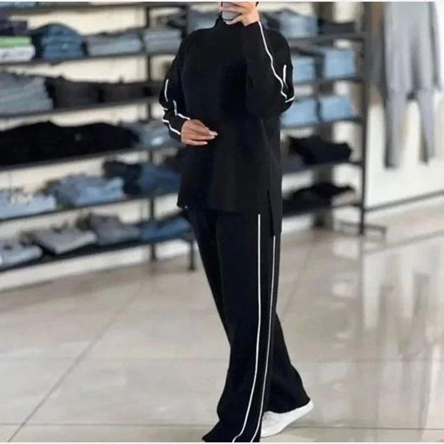 ست بافت بلوز و شلوار زنانه Diyana_Black مدل 3732_رنگ مشکی