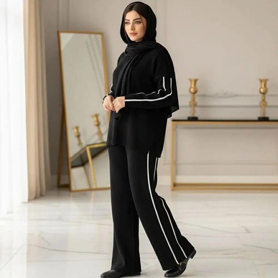 ست بافت بلوز و شلوار زنانه Diyana_Black مدل 3732_رنگ مشکی