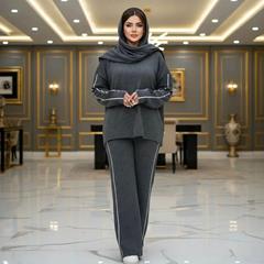 ست بافت بلوز و شلوار زنانه Diyana_Charcoal مدل 3733