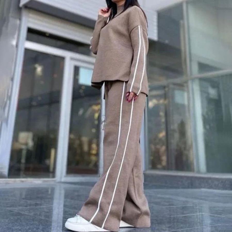 ست بافت بلوز و شلوار زنانه Diyana_Cream مدل 3736_رنگ کرم