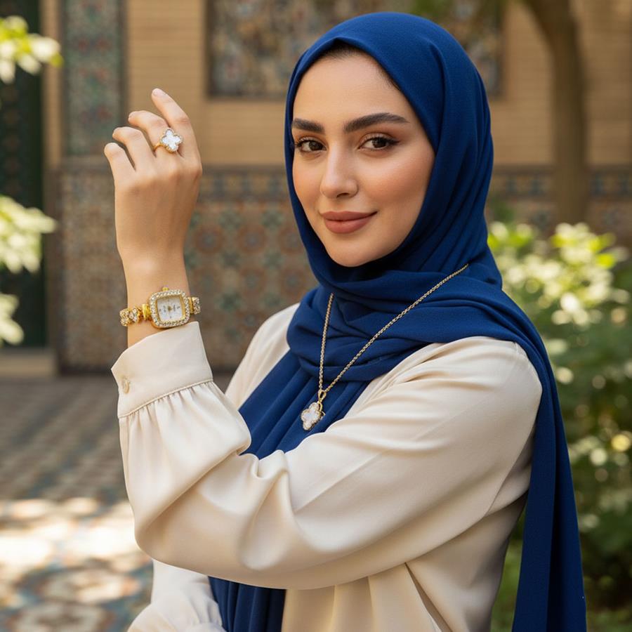 ست دخترانه ساعت و گردنبند و انگشتر Van.Cleef_White مدل 3740