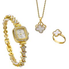 ست دخترانه ساعت و گردنبند و انگشتر Van.Cleef_White مدل 3740