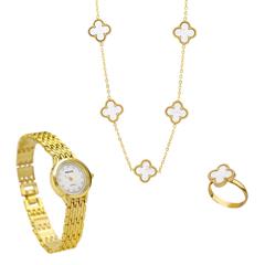 ست دخترانه ساعت و گردنبند و انگشتر Van.Cleef مدل 3757