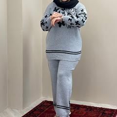 ست بلوز و شلوار بافت زنانه Butterfly_Gray مدل 3804