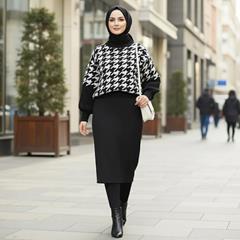 ست بلوز و دامن بافت زنانه Sevda_Black مدل 3830