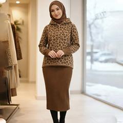 ست بلوز و سارافون بافت زنانه Deniz_Brown مدل 3845