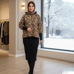 ست بلوز و سارافون بافت زنانه Deniz_Black مدل 3847