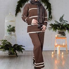 ست بلوز و شلوار بافت زنانه Sita_Brown مدل 3855