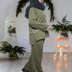 ست بلوز و شلوار بافت زنانه Parnia_Green مدل 3862